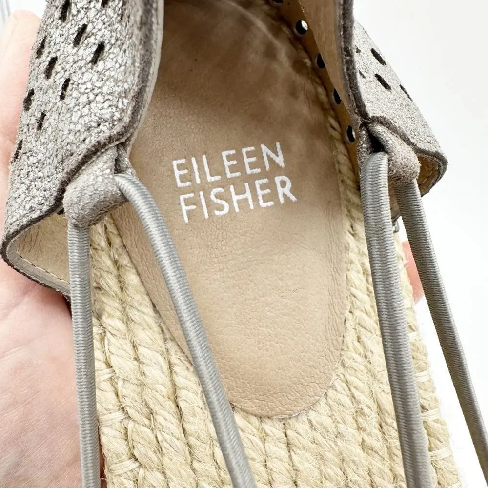 Eileen Fisher Metallic Mica Lee 2‎ D’Orsay Espadrille Flat Sandal Shoe 9.5